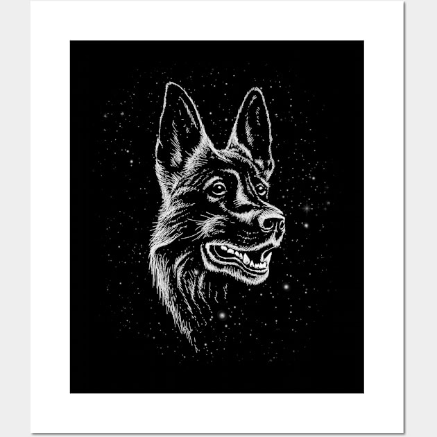 Shepherd Dog Art Space Dog Wall Art by Foxxy Merch